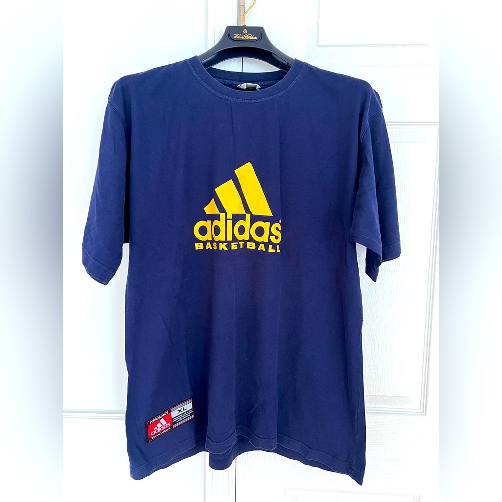 Adidas Vintage tee shirt navy blue Performance tag Basketball Rare find men XL